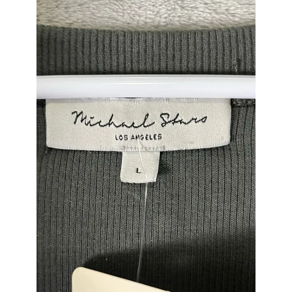 Michael Stars Maya Long Sleeve Dress Size L Tarragon Ribbed Midi Minimalist New - Image 5