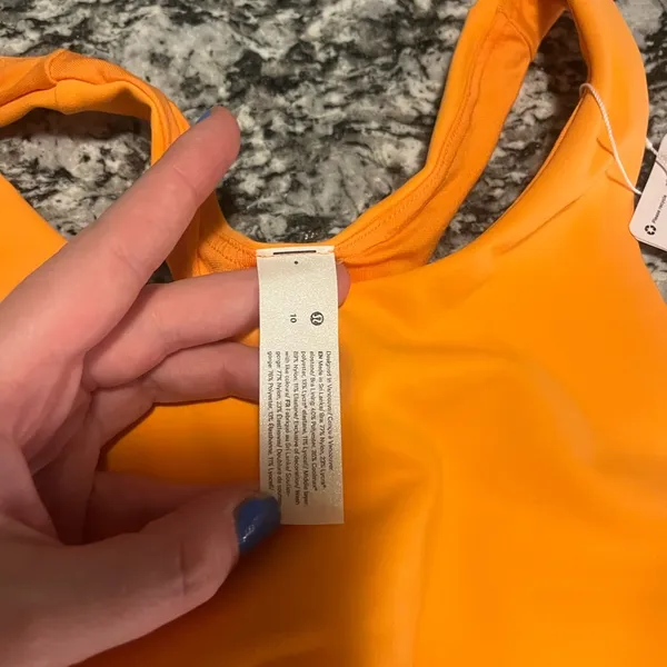 Lululemon Athletica Orange Wunder Train Longline Sports Bra - Image 3
