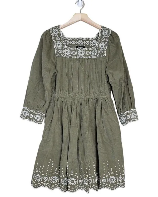MADEWELL Womens S Embroidered Square Neck Corduroy Minidress NEW - Image 2
