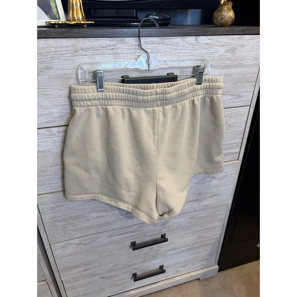 Gap Womens Logo Fleece Shorts Beige Tan Elastic Waist Drawstring Large - Image 6