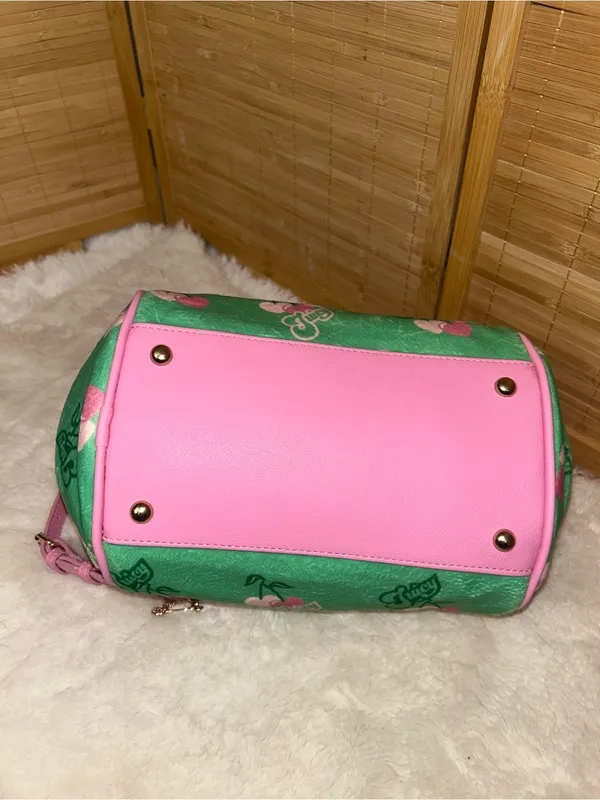 Juicy Couture Retro Cherry Satchel purse tote crossbody bag pink green NEW Y2K - Image 6