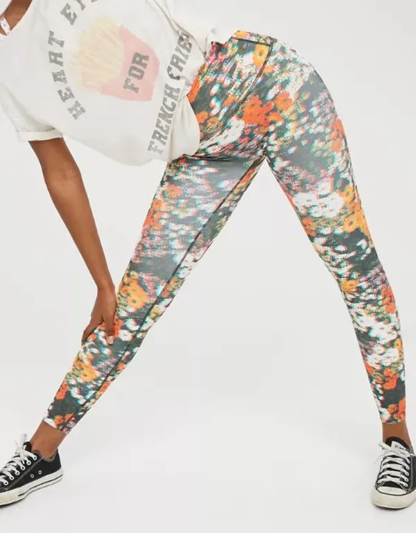 [Aerie] Offline Pixelated Floral Print Shadow 3D High Rise Leggings Size Large L - Image 2