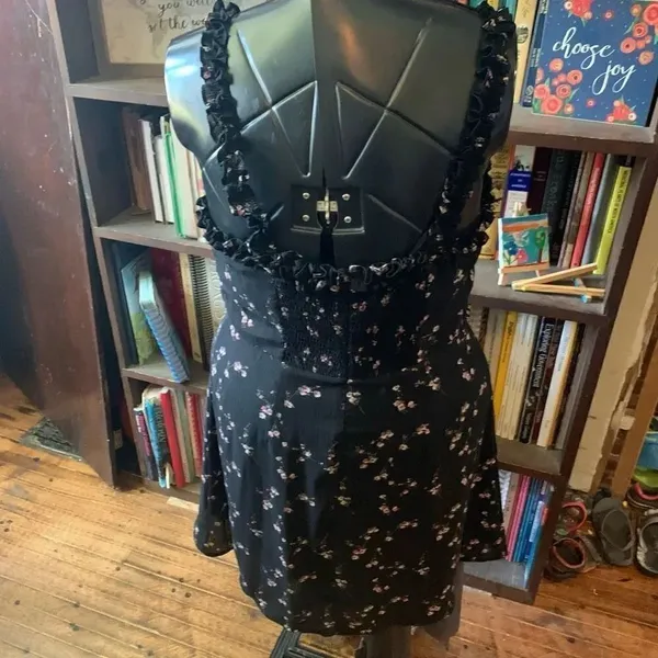 Lulu’s In the Garden black pink barbiecore floral L skater dress - Image 2