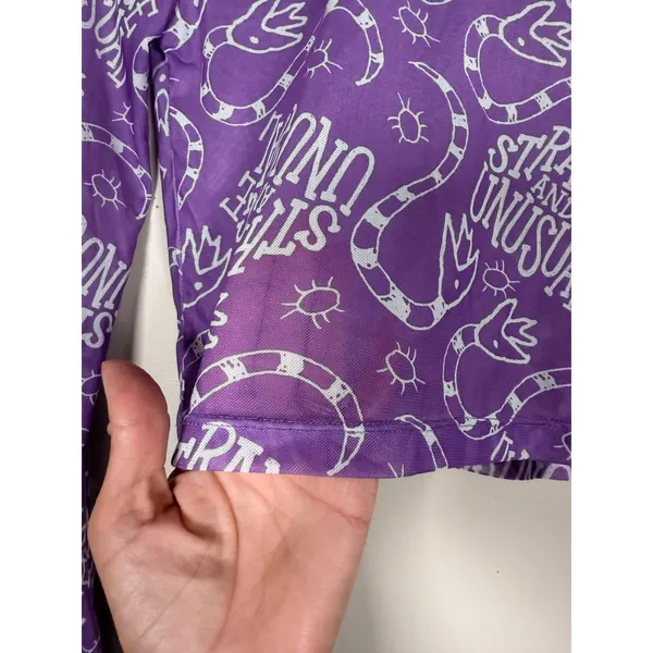 Beetlejuice Strange‎ and Unusual Purple Mesh Long Sleeve Crop Top Sandworm Small - Image 5