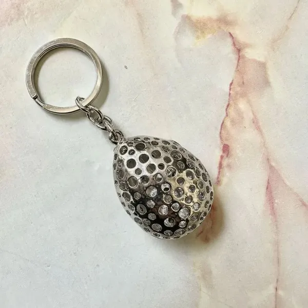 Betsy Johnson red rhinestone egg keychain - Image 3