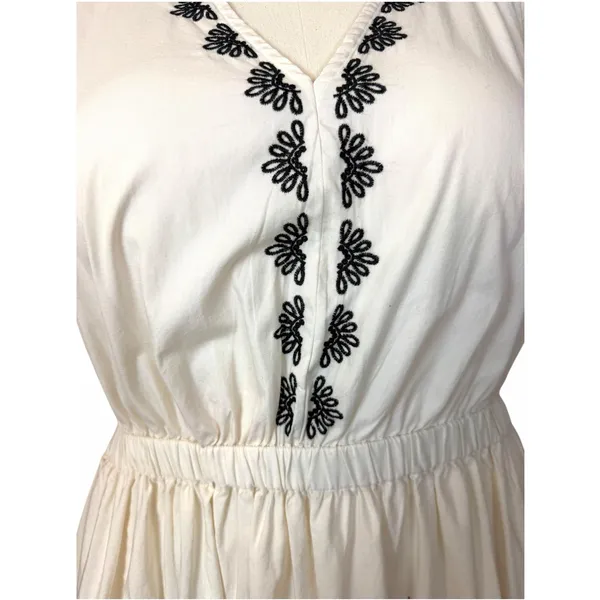 Universal Thread Womens Size XL Cream Black Embroidered Midi Dress Boho Pockets - Image 10