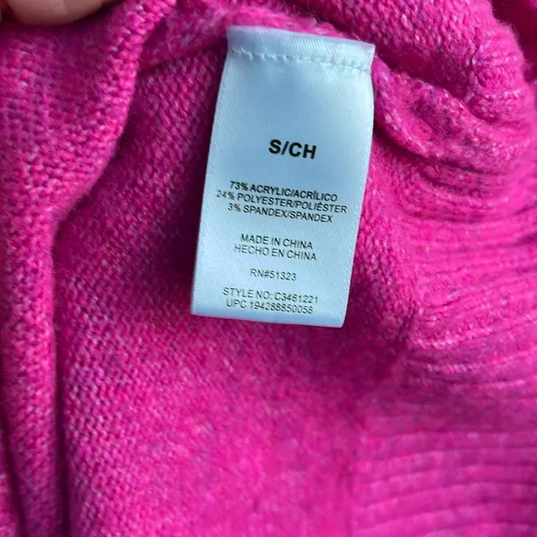 Vince Camuto Bright Pink Lightweight Sweater V Neck Womens Small Oversized - Image 11