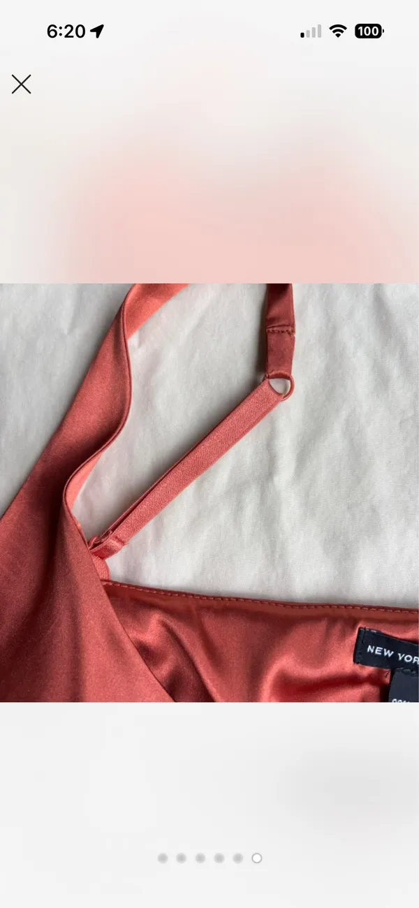 New York & Company Burnt Orange/Rust Satin Cami Top Size L Y2K 1990's Going Out Party Day-to-Night Classy Layers Resort Vacation Date Night Silky - Image 6