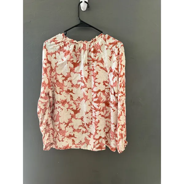 Old Navy Womens Floral‎ Peasant Blouse Terracotta Cream M Peasant Light Boho - Image 4