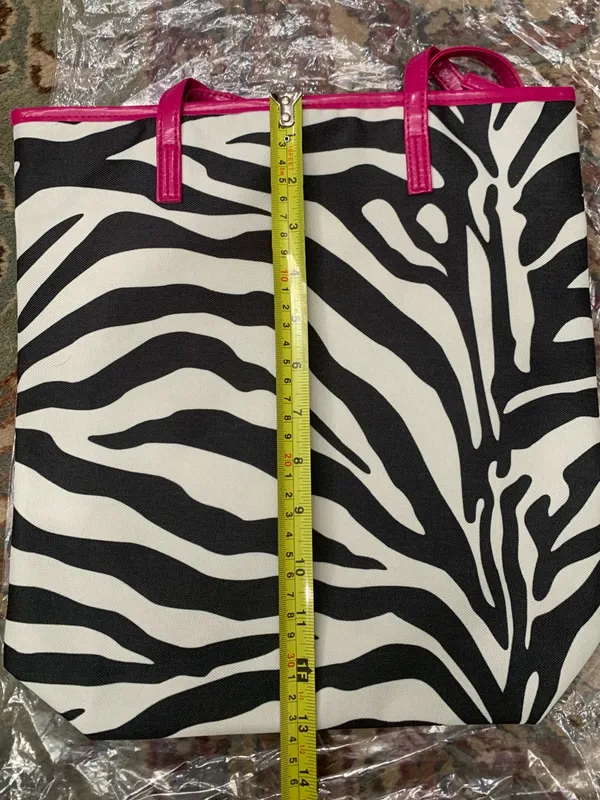 Zebra Print Tote Bag with Magenta Handles Lightweight Brand New - Image 6
