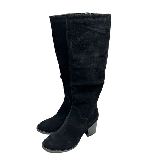 Blondo Waterproof Black Suede Tall Knee High Block Heel Boots Size 6.5M NEW - Image 2