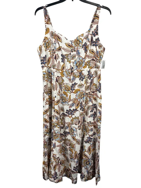Old Navy XL Floral Print Smocked Back Linen Blend Midi Dress NWT Coquette - Image 2
