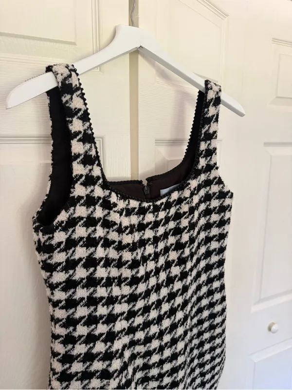 Antonio Melani Macy Wool Blend Houndstooth Square Neck Mini Sheath Dress Size 4 - Image 4