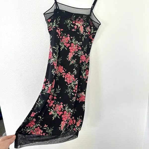 Vintage Y2K USA Made BCBG Floral Slip Dress Mesh Detail Sz M Fairy Boho Pink - Image 9