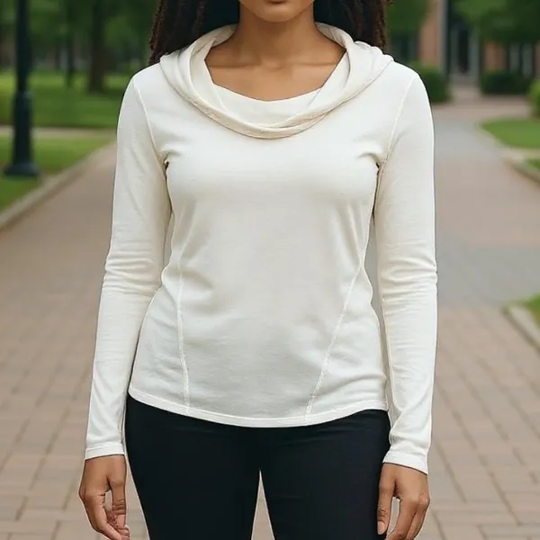Free People Ivory Long Sleeve Cowl Neck Top. Size Medium. New Without Tags. - Image 8