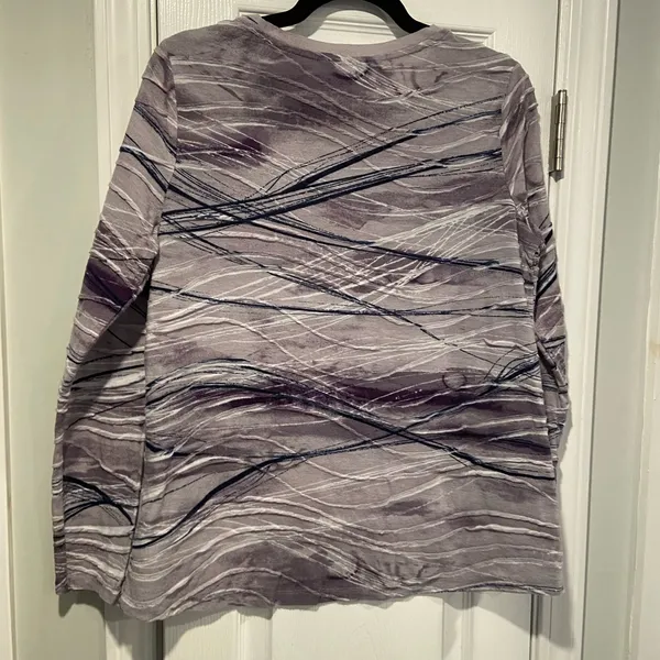 Simply Vera Size L Purple Tie Dye Textured Embroidered Long Sleeve Top - Image 8