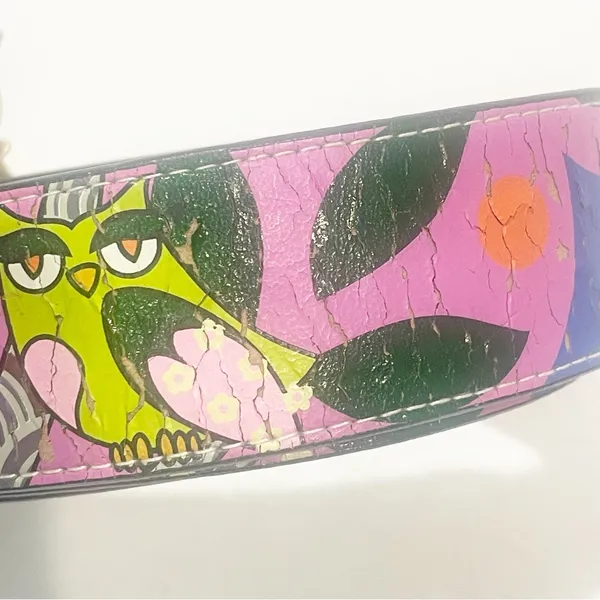 Rock Rebel Size Medium Multi Colored‎ Painted Owl Printed Belt - Image 5