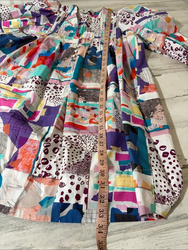 HUNTER BELL Tuckernuck Jenkins Mini Dress Patchwork Print Cotton Puff Sleeve - Image 12