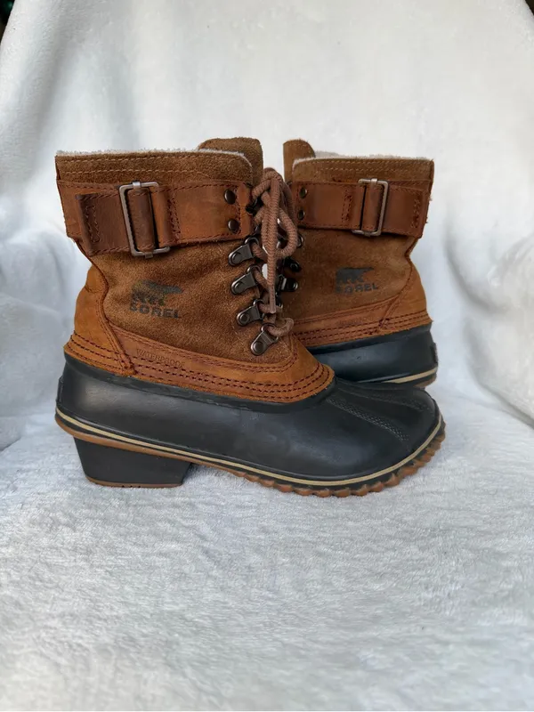Sorel Fancy Lace II Womens Boots 6 Brown Waterproof Leather Lace Up Duck - Image 2