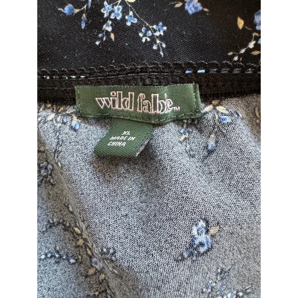 Wild Fable Black & Blue Floral Print Stretchy Midi Skirt - Image 9