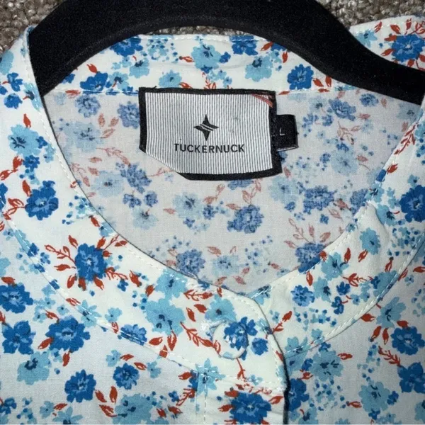 Tuckernuck Floral Drop Waist Dress Women Large Blue White Excellent Mini Pockets - Image 4