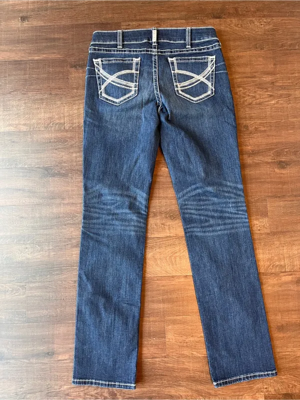 Ariat REAL Straight Leg Jeans Womens 32 XL Blue Dresden Real Mid Rise Straight - Image 6