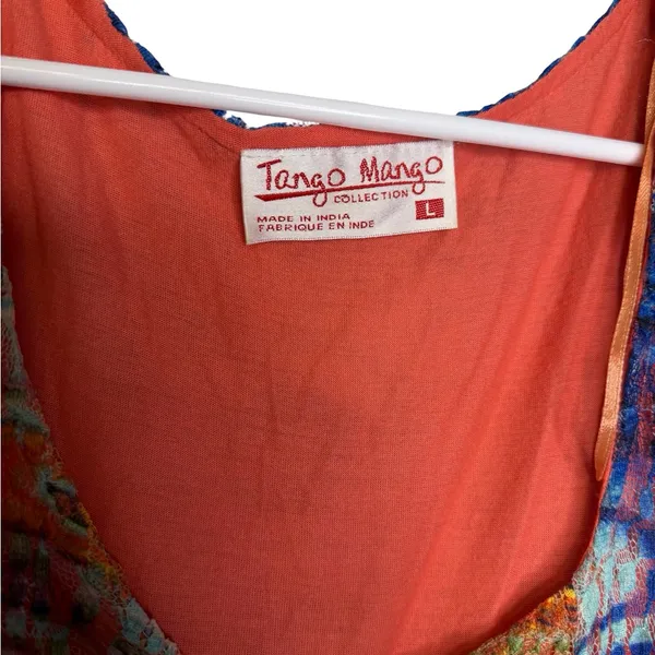 ✨🌈‎ Tango Mango Abstract Lace Overlay Ruffle Hem Dress Size L 🌈✨ - Image 6