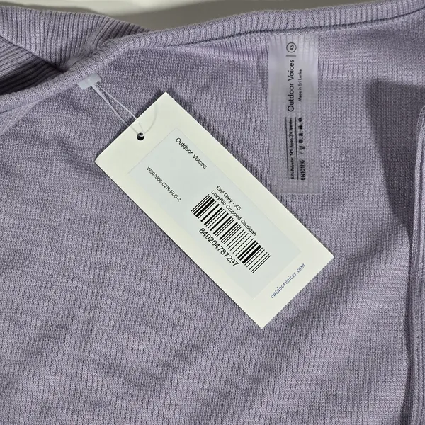 Outdoor Voices Earl Grey Ribbed Cardigan XS Snap Front‎ Long Sleeve Athleisure - Image 4