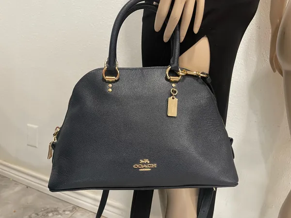 Coach Katy Satchel Bag - 2553 Dark Navy Blue Crossgrain Leather - Image 2