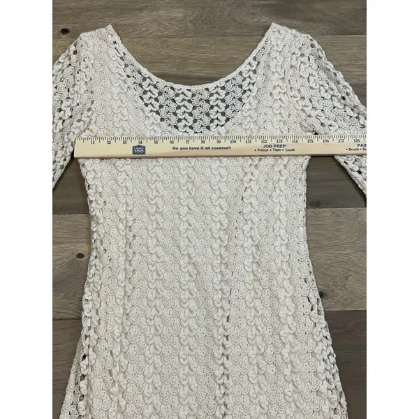 Free People Crochet Lace Dress Scoop Back With Bell Sleeves Size M Cream - Image 5
