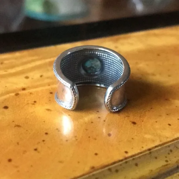 Natural Blue Moon Turquoise Sterling Silver Ring Size 6 - Image 4