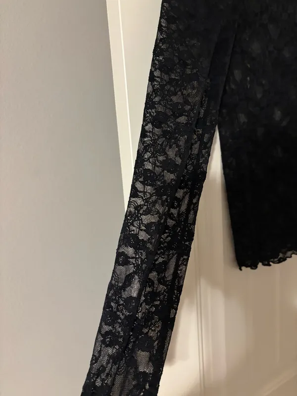 Urban Outfitters Out From Under Luna Sheer Lace Mock Neck Top in Black - Image 3