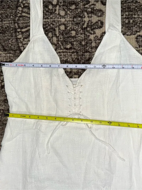 The East Order Women’s Size L White Cotton Lace Up Front Tank Mini Dress - Image 6