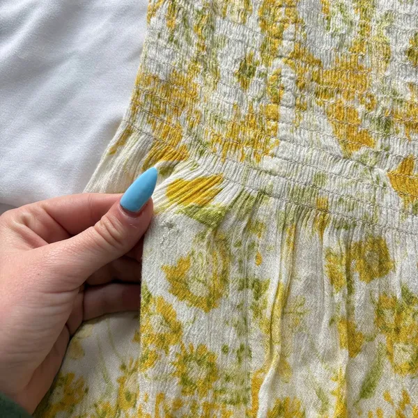 Kimchi Blue Yellow Floral Smocked Strapless Midi Dress Small Cottagecore Prairie - Image 3