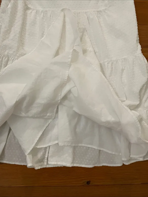 Tuckernuck Pomander Place Kenzo Tiered Dress White Swiss Dot Sleeveless Medium - Image 8