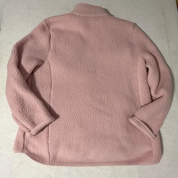Talbots Petite Pink Sherpa Fleece Full Zip Jacket XL Petite Dusty Rose Pockets - Image 5