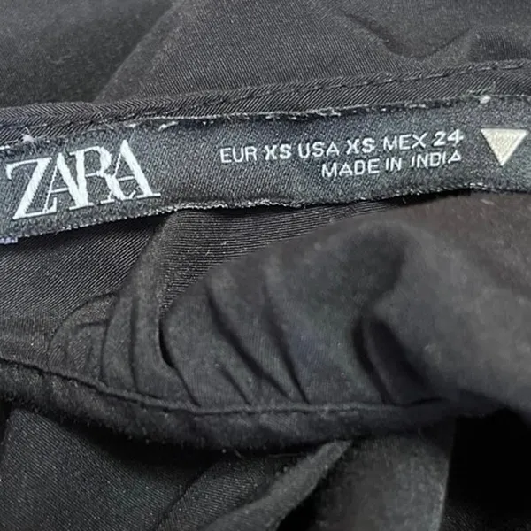 Zara Black Puff Sleeve Open Back Cocktail A Line Tiered Mini Dress Size XS - Image 7