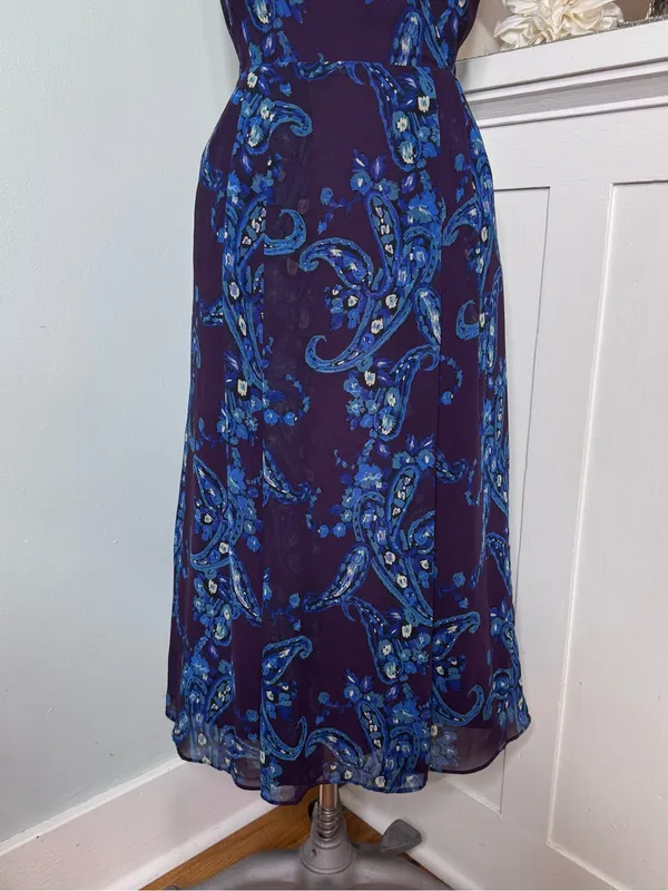 Cabi Treasure Dress Style 3461 Paisley Floral Chiffon Midi Dress Size 12 - Image 5