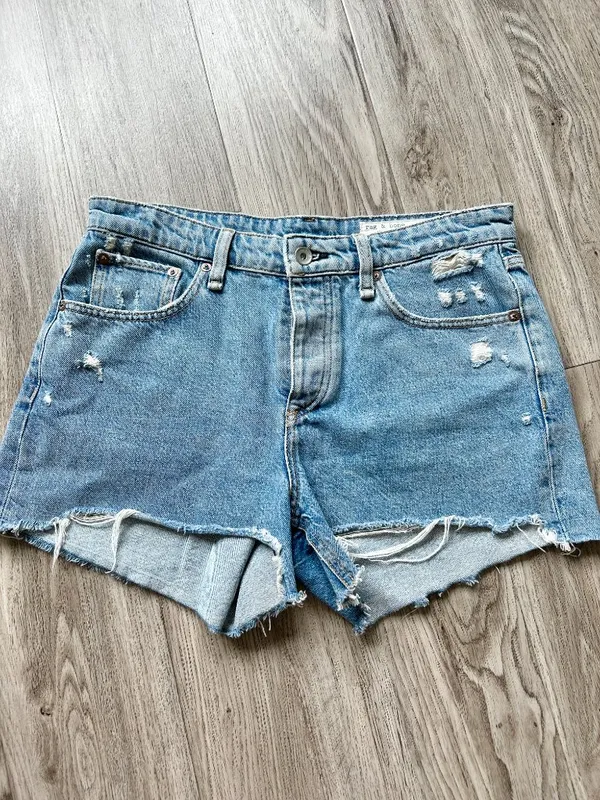 Rag & Bone Dre Low-rise Destructed Soft Denim Shorts Medium Wash Size 27 - Image 2