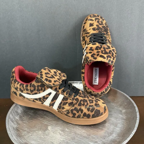 Streetwear Edgy Steve Madden Women Madrid Leopard Sneaker Size 7.5 Bujee Glam - Image 12