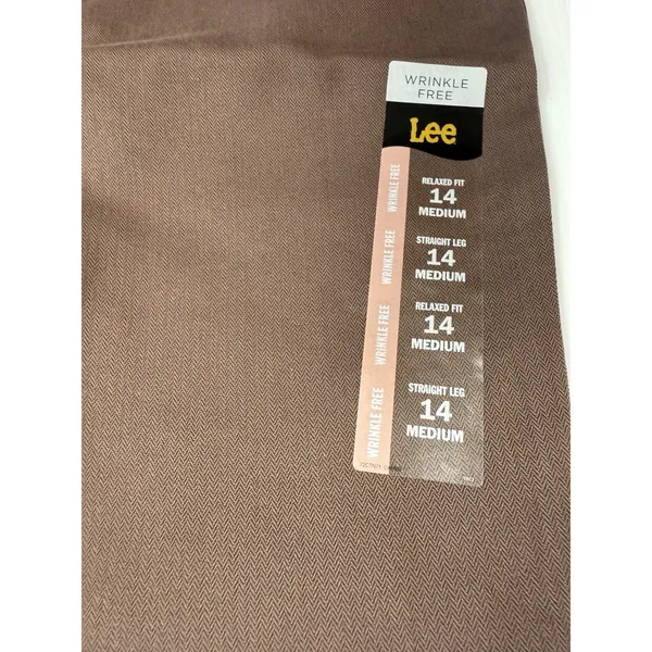 Lee Women's Wrinkle Free Relaxed Fit Straight Leg Pant Brown Size 14‎ Mid Rise - Image 2