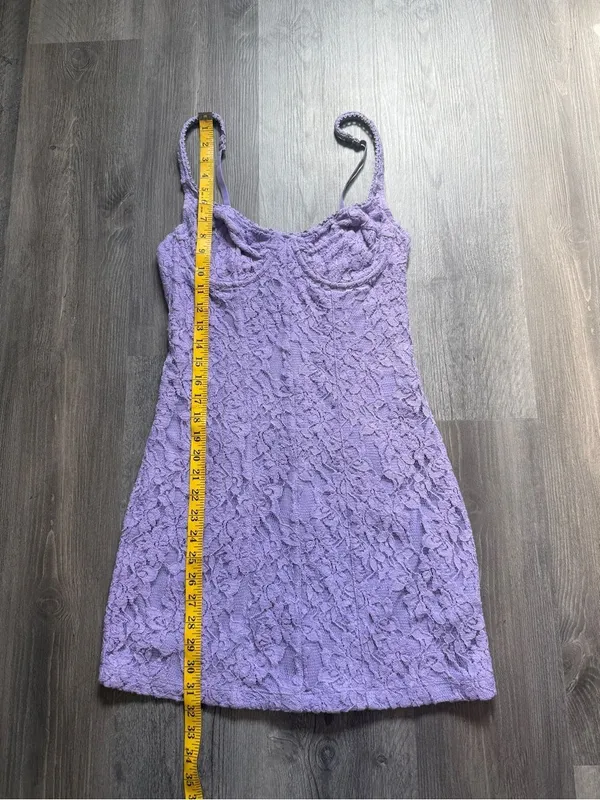 Urban Outfitters Adelaide Lace Mini Dress Lilac Purple Large Stretch - Image 8