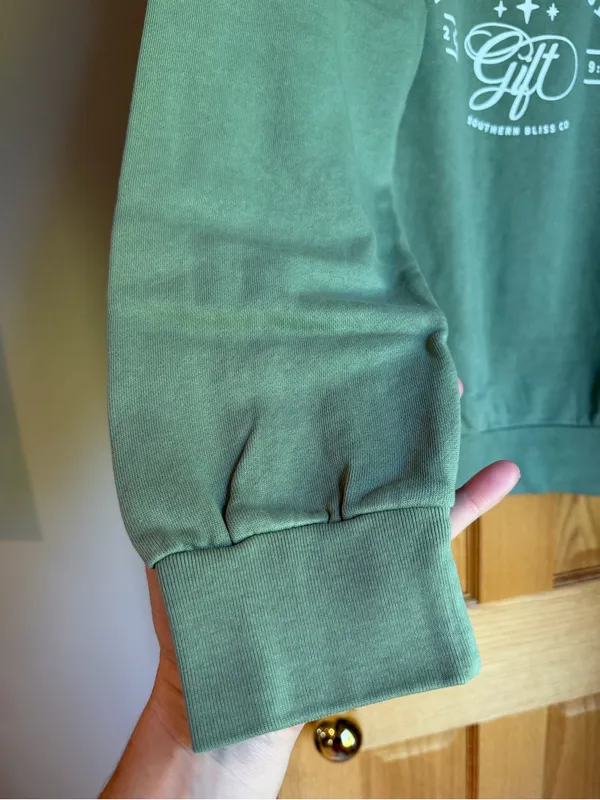 Southern Bliss Co His Incredible Gift Crewneck Sweatshirt Olive Green Large - Image 4