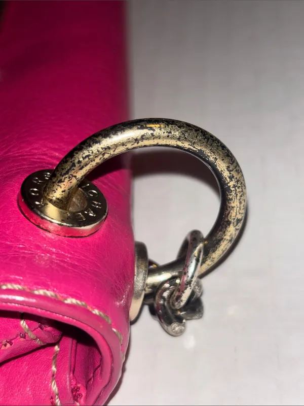 Michael Kors Fuchsia Pink Leather Shoulder Bag Silver Chain Handle And Lock - Image 12