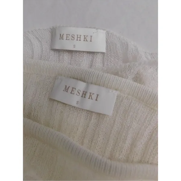 Meshki 2 Piece Set White Stretchy Knit Top And Long Maxi Skirt sz S - Image 7