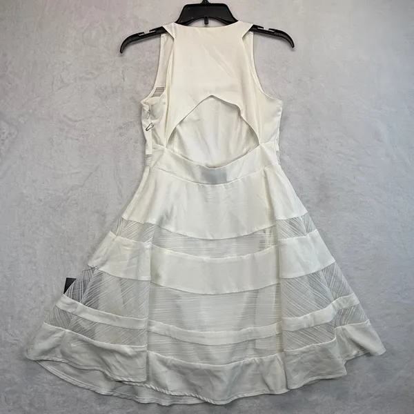 Lulus White Dress Sleeveless Fit & Flare Sheer Detail‎ Party Cocktail S - Image 9