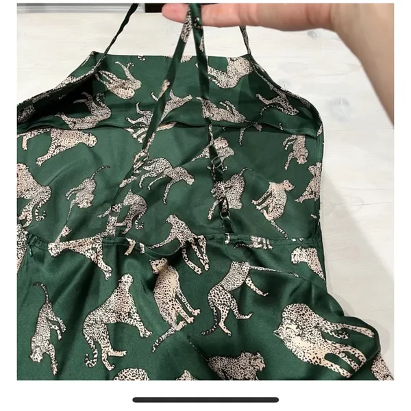 CUPSHE Women Green Tan Jaguar Print Halter‎ Mini Dress Backless Small NWT - Image 2