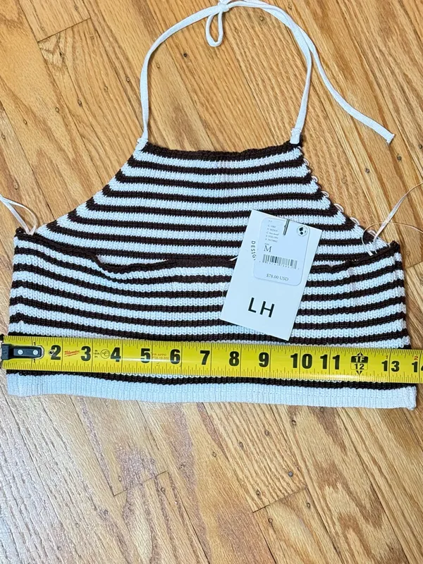 NWT Free people Love+ Harmony Striped Knit Halter Crop Top - Brown & White - Image 6