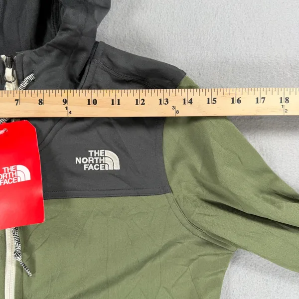 The North Face Womens Colorblock Full Zip Hoodie Olive Green Black Small NWT - Image 6