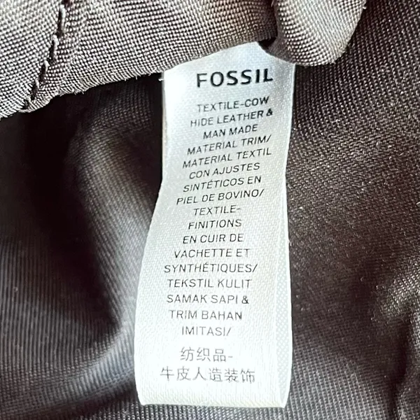 FOSSIL Black White Striped Leather Textile Crossbody Purse - Image 9